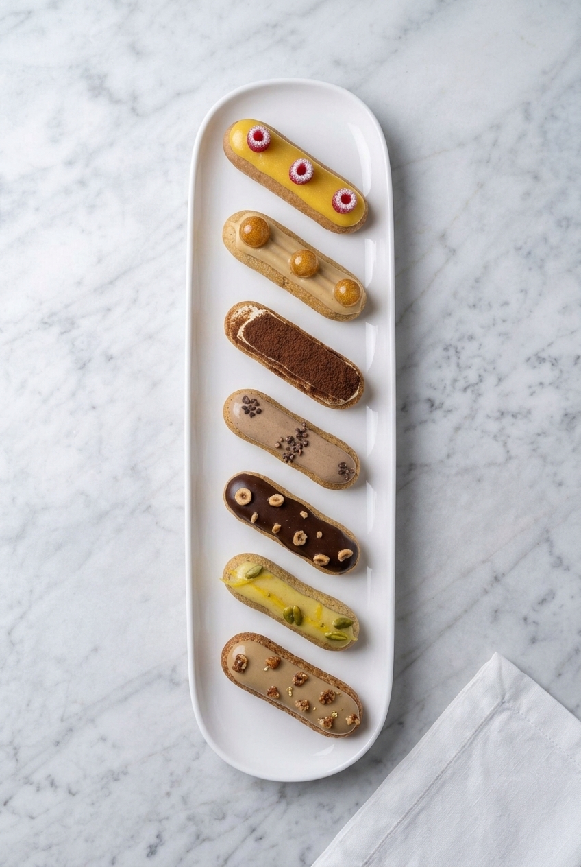 Éclairs variés de la boulangerie-pâtisserie Kumo à Toulouse.